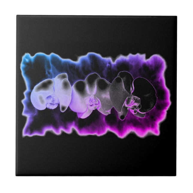 Pink Blue purple watercolor Orchids Pattern Ceramic Tile (Front)