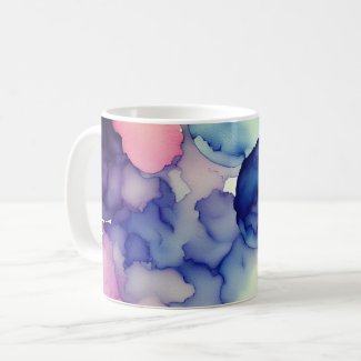 Pink Blue Purple Watercolor paint Fusion 