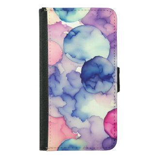 Pink Blue Purple Watercolor paint Fusion  Samsung Galaxy S5 Wallet Case