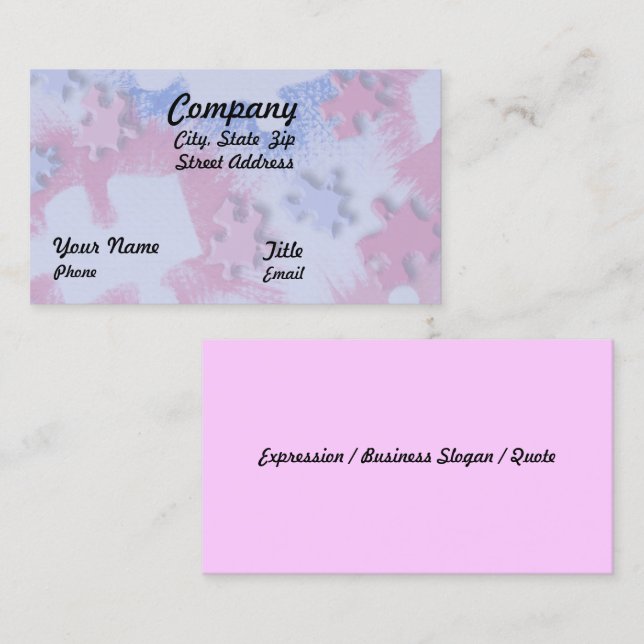 Pink & Blue Puzzle Pieces Business Card (Front/Back)