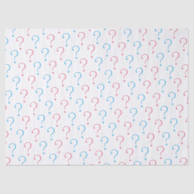 Pink blue question mark gender reveal tissue tissue paper (Front)