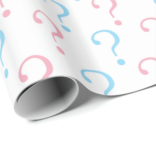 Pink blue Question mark gender reveal wrap Wrapping Paper
