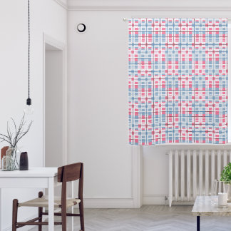 Pink & Blue Rectangular Plaid Pattern Baby Blackout Curtains
