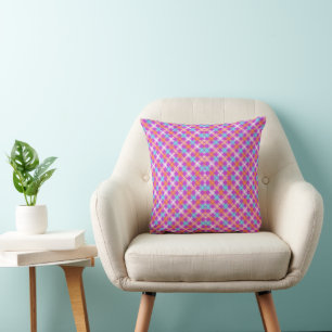 Pink Blue Red Floral Abstract Pattern Throw Pillow