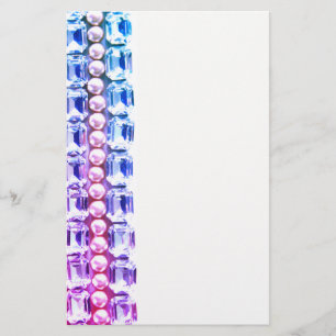 Pink & blue Rhinestones and pearls Stationery