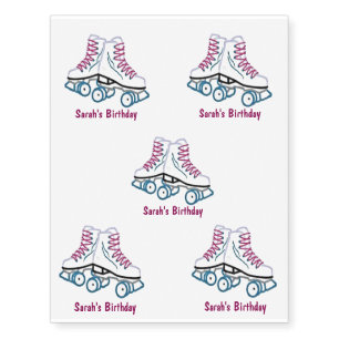 Pink & Blue Roller Skate Temporary Tattoos