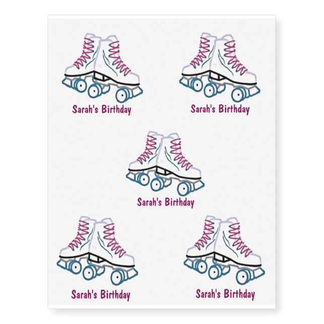 Pink & Blue Roller Skate Temporary Tattoos (Front)