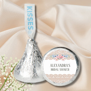 Pink Blue Romantic Floral Lace Bridal Shower Favor