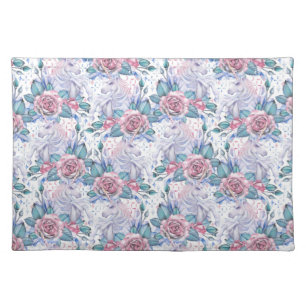 Pink & Blue Rose Pattern Cloth Placemat