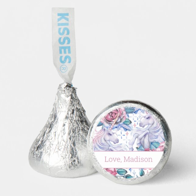 Pink & Blue Rose Pattern Hershey®'s Kisses® (Front)