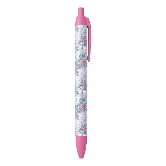 Pink & Blue Rose Pattern Pen (Bottom (Vertical))
