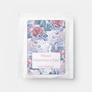 Pink & Blue Rose Pattern Tea Bag Drink Mix