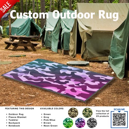 Pink Blue Rug  Camo Camouflage Camping