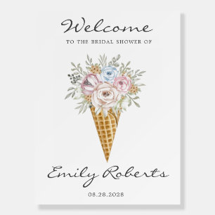 Pink Blue Sage Ice Cream Cone Bridal Shower Foam Board