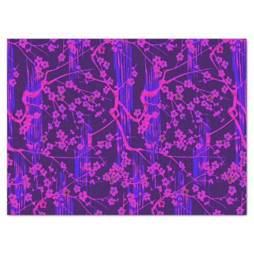 PINK BLUE SAKURA FLOWERS Japanese Floral Pattern Tissue Paper