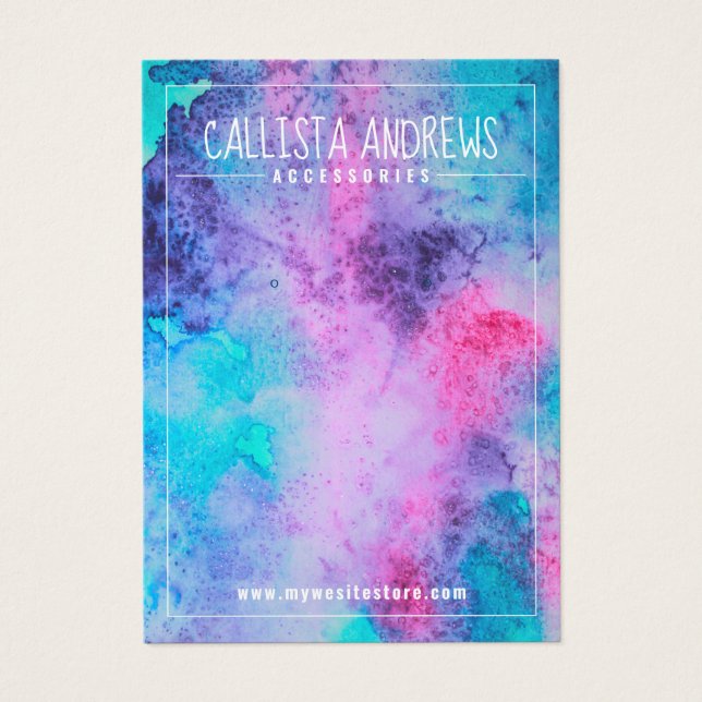 Pink Blue Salty Watercolor Earring Display (Front)