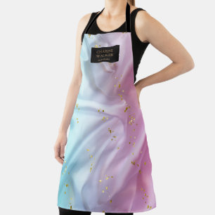 pink blue satin beautician salon monogram apron