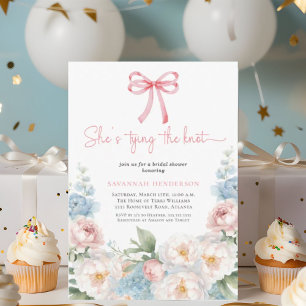 Pink Blue She’s Tying the Knot Bridal Shower Invitation