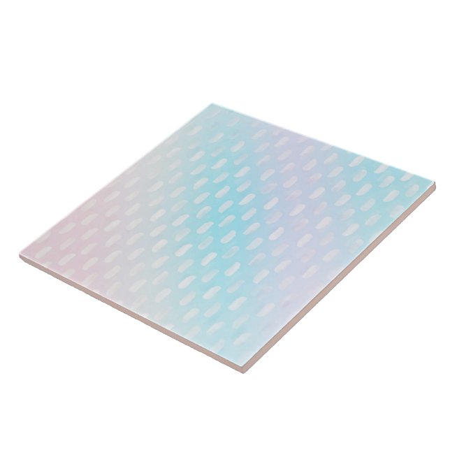Pink Blue Silver Brush Strokes Ceramic Tile (Side)