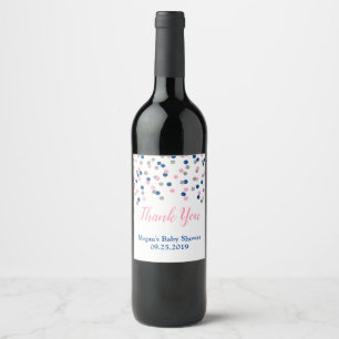 Pink Blue Silver Dots Baby Shower Bottle Label