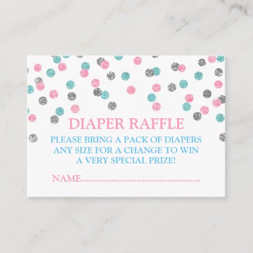 Pink Blue Silver Dots Diaper Raffle Card