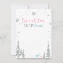 Pink, Blue & Silver Winter wonderland Thank you Note Card