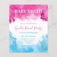 Pink Blue Smoke Baby Gender Reveal Invitation