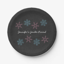 Pink & Blue Snowflake Chalkboard Gender Reveal Paper Plates