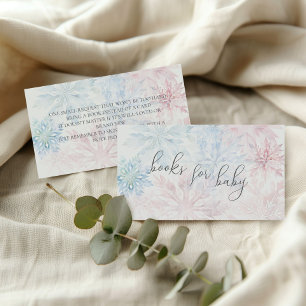 Pink Blue Snowflake Gender Reveal Books for Baby  Enclosure Card