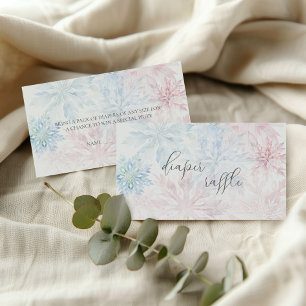 Pink Blue Snowflake Gender Reveal Diaper Raffle Enclosure Card