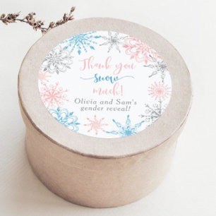 Pink blue snowflakes Thank you snow much Classic Round Sticker