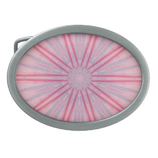Pink Blue Spokes Kaleidoscope Pattern Belt Buckles
