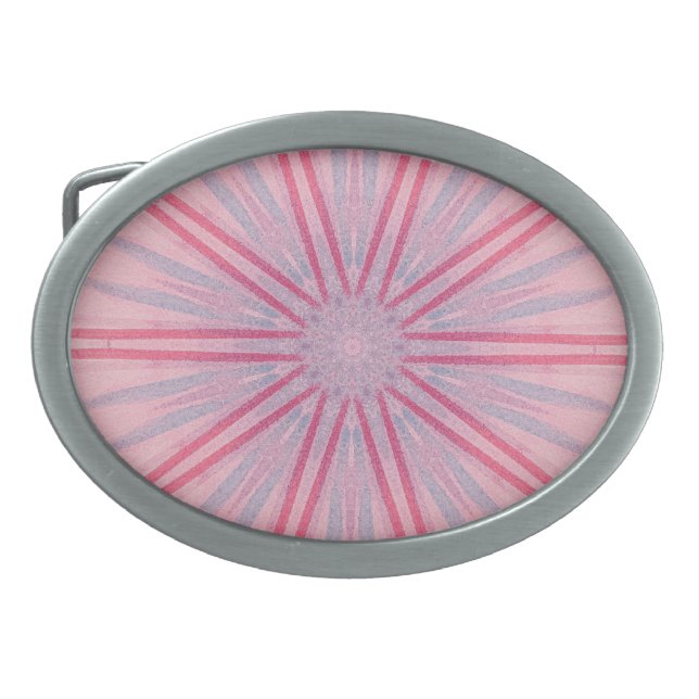 Pink Blue Spokes Kaleidoscope Pattern Belt Buckles (Front)