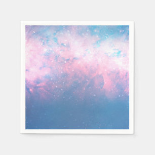 Pink & Blue Starry Cosmic Cotton Candy Sky Wedding Napkins