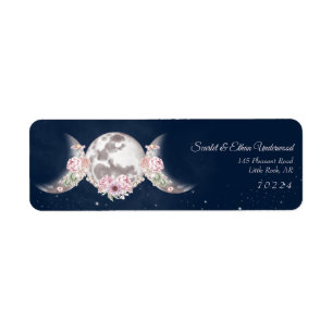 Pink & Blue Starry Night Triple Moon Return Addres Label