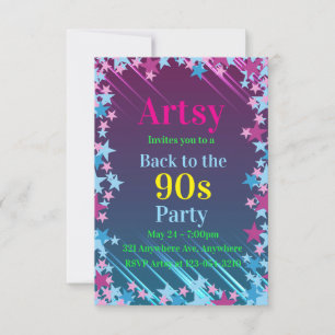 Pink & Blue Stars Invitation