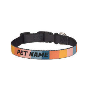 Pink Blue Stripe Customized Cat Dog Name Colorful Pet Collar
