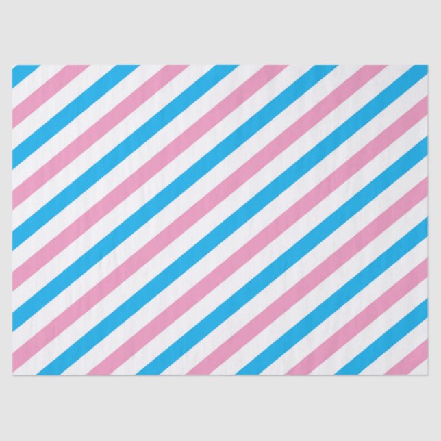Pink blue stripe gender reveal party tissue tissue paper (Front)
