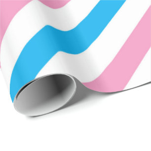 Pink blue stripe gender reveal party wrap wrapping paper