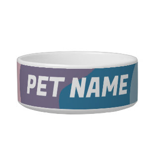 Pink Blue Stripes Customized Dog Pet Water Food Bowl