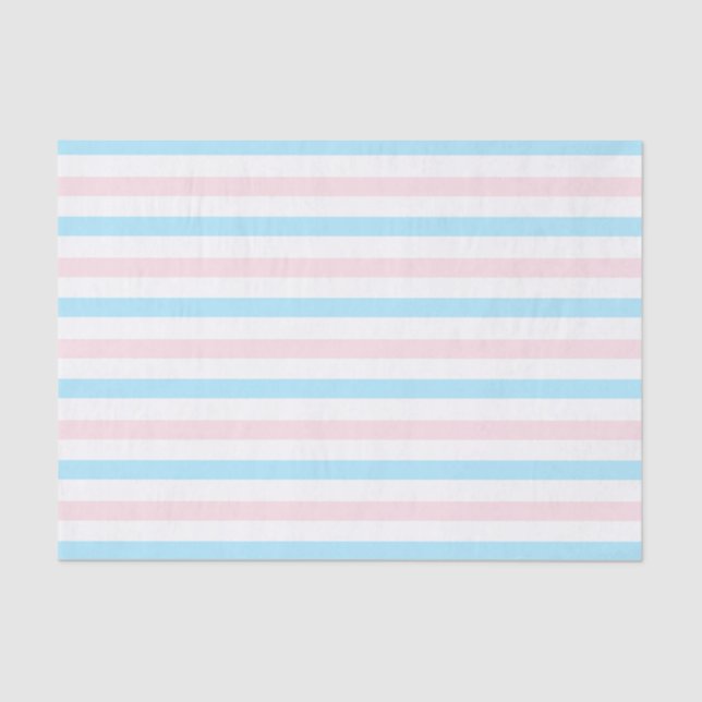 Pink Blue Stripes Gender Reveal Tissue Paper (Front)