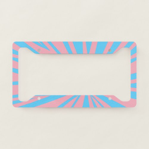 Pink Blue Stripes Lines Colorful Handmade Boho License Plate Frame