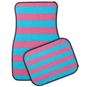 Pink Blue Stripes Pattern Car Floor Mat