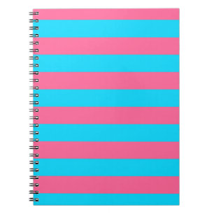 Pink Blue Stripes Pattern Notebook