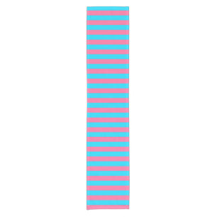 Pink Blue Stripes Pattern  Short Table Runner