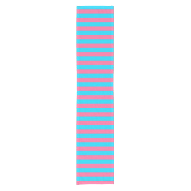 Pink Blue Stripes Pattern  Short Table Runner (Front)
