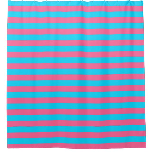 Pink Blue Stripes Pattern  Shower Curtain (Front)