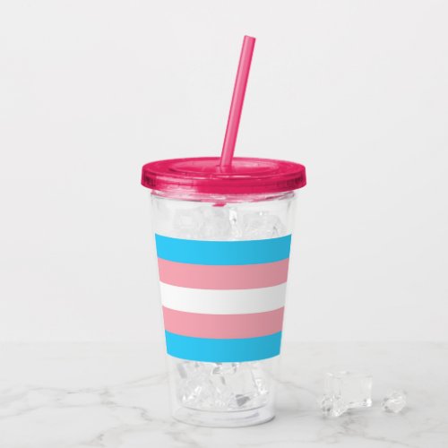 Pink Blue Stripes Trans Flag Acrylic Tumbler