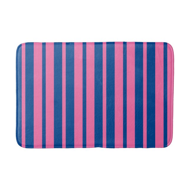 Pink Blue Stylish Stripes Pattern Design  Bath Mat (Front)