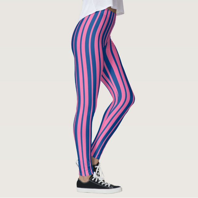Pink Blue Stylish Stripes Pattern Design  Leggings (Creator Uploaded)